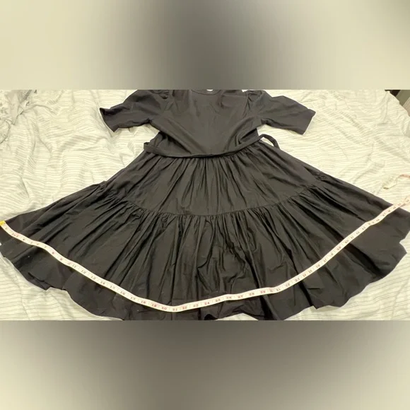 BATSHEVA DRESS - Pearl-Button Black Cotton Dress - Picture 13 of 14